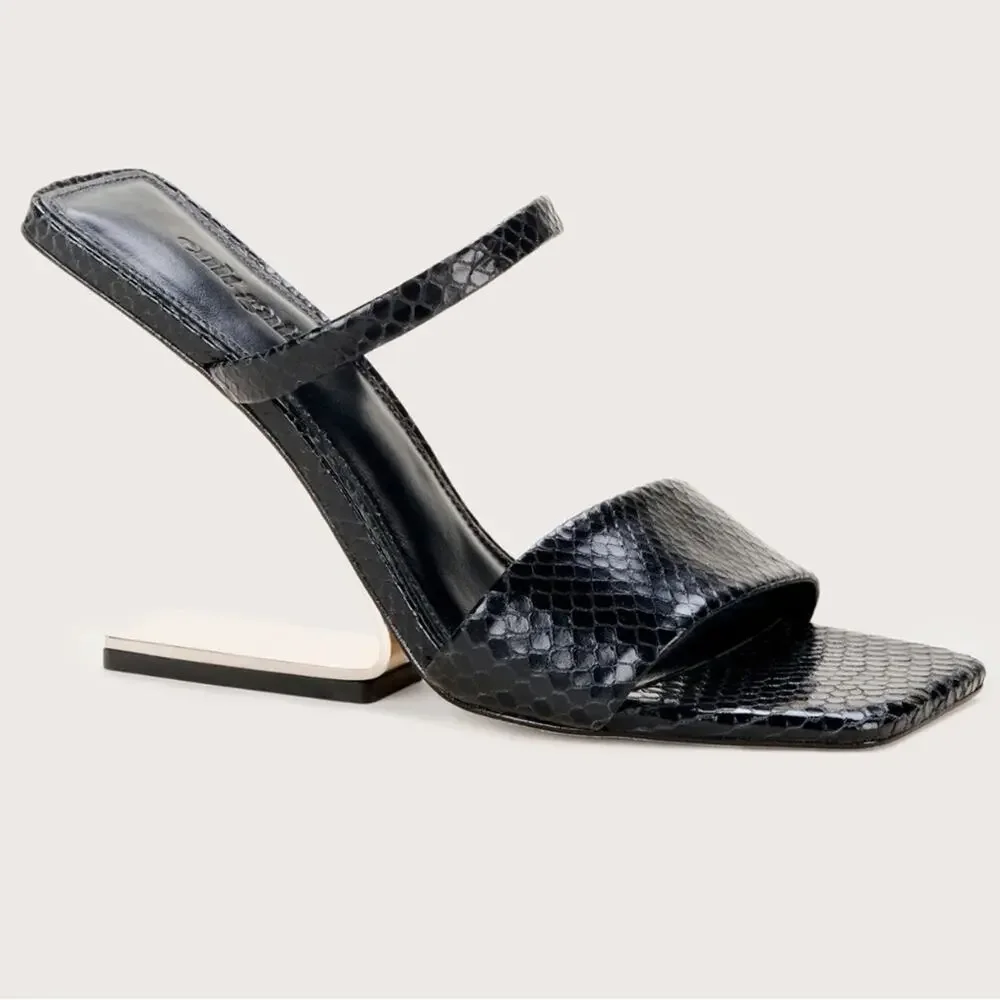 Cult Gaia Rene Black Illusion Heel Sandal Size 10 New in Box Sleek Square Toe
